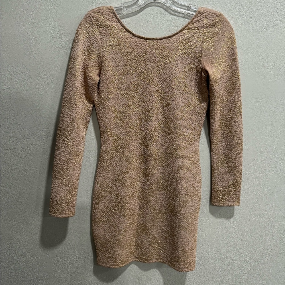 Blush/Gold Mini bodycon dress